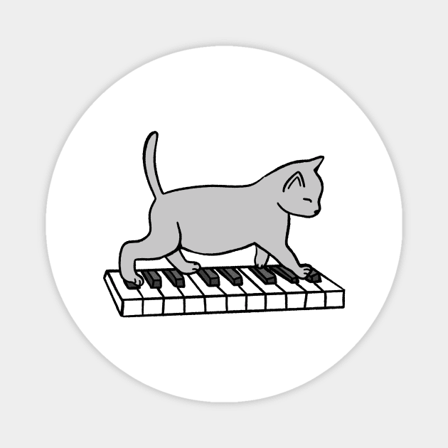 Cat Playing Piano Magnet by Kelly Louise Art